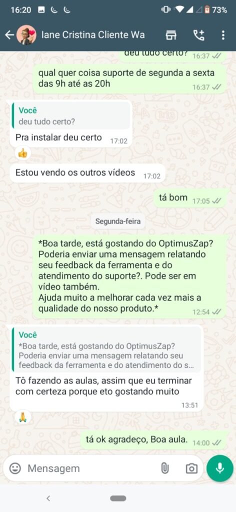 Print completo de depoimento 5 sobre o WA Sender Pro