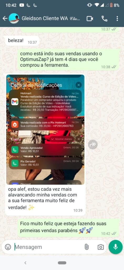 Print completo de depoimento 7 sobre o WA Sender Pro