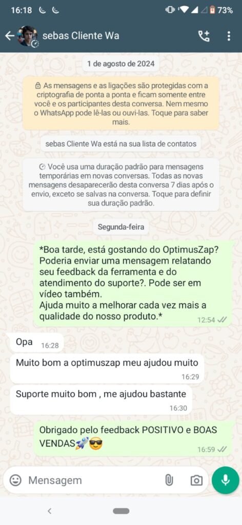 Print completo de depoimento 8 sobre o WA Sender Pro